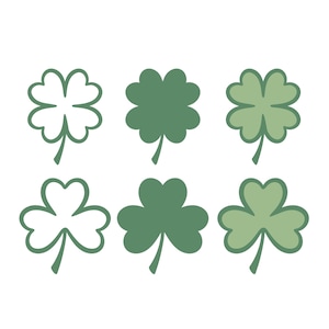 Trèfle à 3 feuilles SVG / 4 feuilles de trèfle SVG / trèfle en couches SVG / St Patricks day svg / trèfle svg pour Cricut