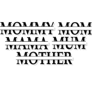 Monograma de letras divididas para mamá SVG / Monograma del día de la madre SVG / Monograma de palabras divididas / png / ai / eps / pdf