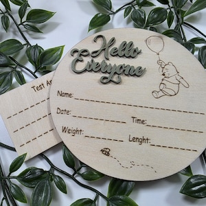 Wooden Baby Birth Announcement Photo Prop Disk, Newborn Birth Announcement Wooden Disc – 3mm Baltic Birch (Write-On Style)