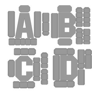 Plantilla de letras 3D de la A a la Z, archivo de descarga digital, plantilla de letras 3D del 1 al 0, archivo svg 3D, letras 3D