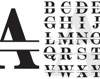 A-Z Split Letter Monogram SVG File for Cricut and Silhouette