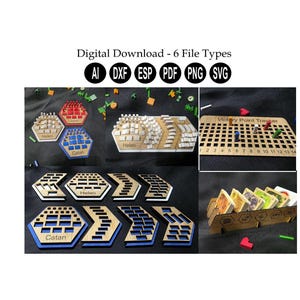 Catan Spiel Brett Organizer Digitaler Download Laser Cut Datei/Catan Spiel Organizer/Catan Player Peice Organizer/Catan Card Organizer/svg/dxf