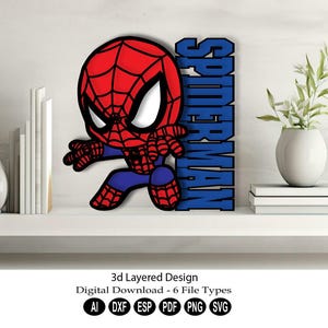 3d Schicht-Design Digital Download/Laserschnitt Schicht-Svg/Schneidemaschine Datei /3d Schicht Super Hero svg/3D Schicht-Dxf-Datei/SuperHero svg/