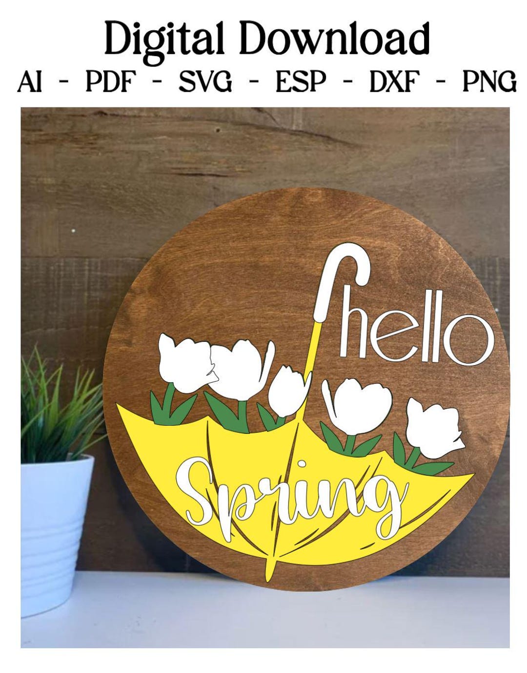 Spring Door Hang Digital Download File, Spring Welcome Sign Door Hang ...