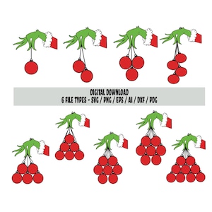 Download digitale del file di ornamento della famiglia Grinchmas personalizzato / Ornamento della famiglia Grinchmas mano / Natale svg