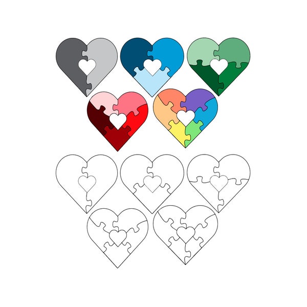 Heart Jigsaw Puzzle SVG file for cricut / Png / Ai / Eps /