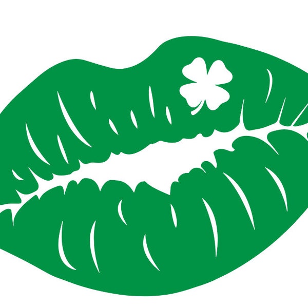 St Patrick's Day Lip with Clover SVG, Png, Eps, Ai, Pdf file for cricut / Green Lips / St Patty's Day Lips