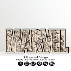 3D Schicht Laser Cut Digitaler Download/Superheld Laser geschnitten Datei/Multi Layer Laser Cut Datei/Laserschnitt und Gravur digitale Datei/3d Schicht svg
