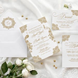 Indische Hochzeitseinladungen Pfau Motiv - Digitale Datei Vorlage Hochzeitseinladungen