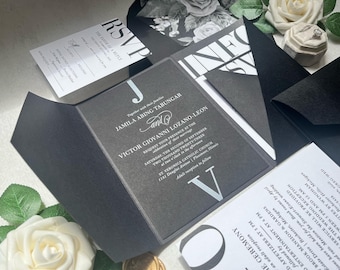 Black Velvet Wedding Invitation Suite Sample Pack