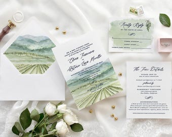 Vineyard Wedding Invitations: Mountain Winery Design (Digital File)