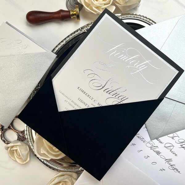 Black Pocket Envelopes Etsy