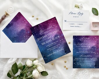 We Design | You Print Wedding Invitations Galaxy, Space, Universe Wedding