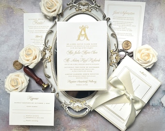 Ivory & Gold Thermography Wedding Invitation Sample Pack