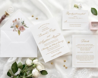 Elegant Script Wedding Invitations: Formal Invitation Suite (Digital File)