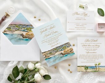 Cabo San Lucas Wedding Invitations: Chileno Bay Resort (Digital File)