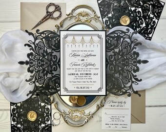 Sample Pack - Gatsby Art Deco Lasercut Gatefold Wedding Invitations 505