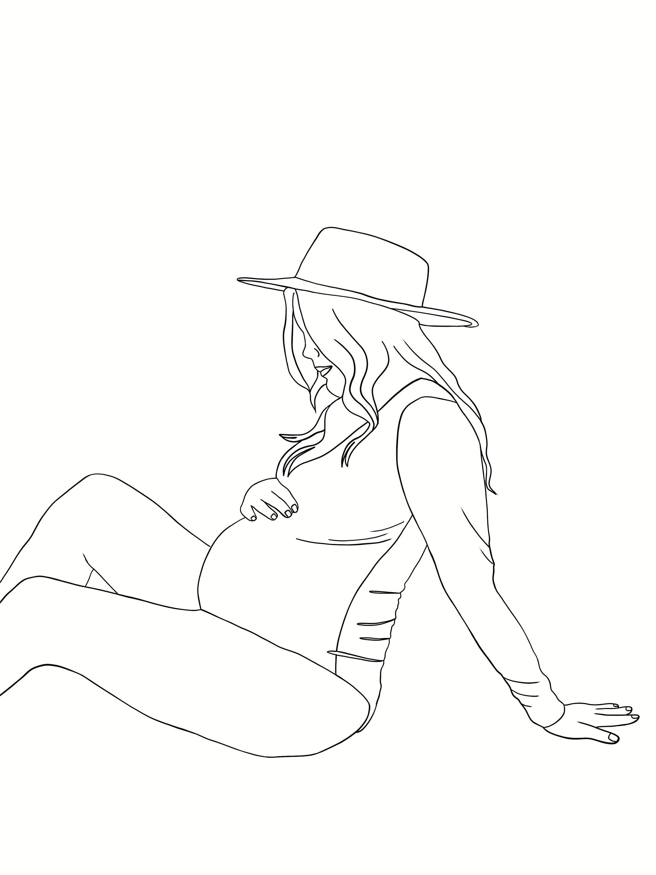 Custom Minimalist Pregnancy Line Art, Custom Line Drawing, Line