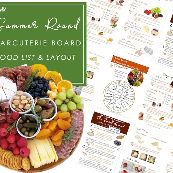 The Summer Round Charcuterie Board List & Layout Guide Template Instruction