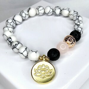 Lightock Lava Rock Howlite Obsidian Fox Bracelet - Elastic Essential Oil Diffuser Bracelet For Yoga Meditation, Unisex