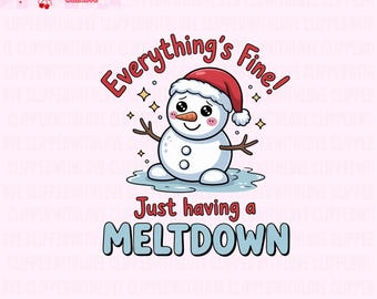 Meltdown Snowman PNG: divertente design sulla salute mentale (download digitale)