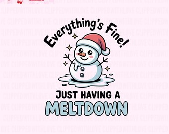 Meltdown Snowman PNG: divertente design sulla salute mentale (download digitale)