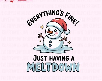 Meltdown Snowman PNG: divertente design sulla salute mentale (download digitale)