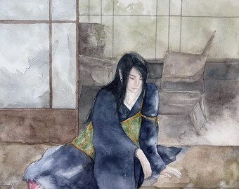 Geto Suguru Watercolor Painting: Jujutsu Kaisen Anime Fanart