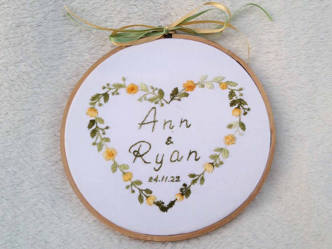 Custom Embroidered Wedding or Anniversary Gift With Names and Date ...
