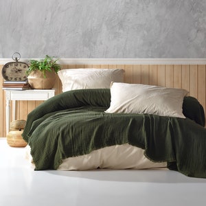Viaden 78"x98" 4 Layers Müslin Blanket, Queen Size Cotton Blanket, TURKISH BLANKET, Cozy Blanket, Bed Blanket, Woven blanket