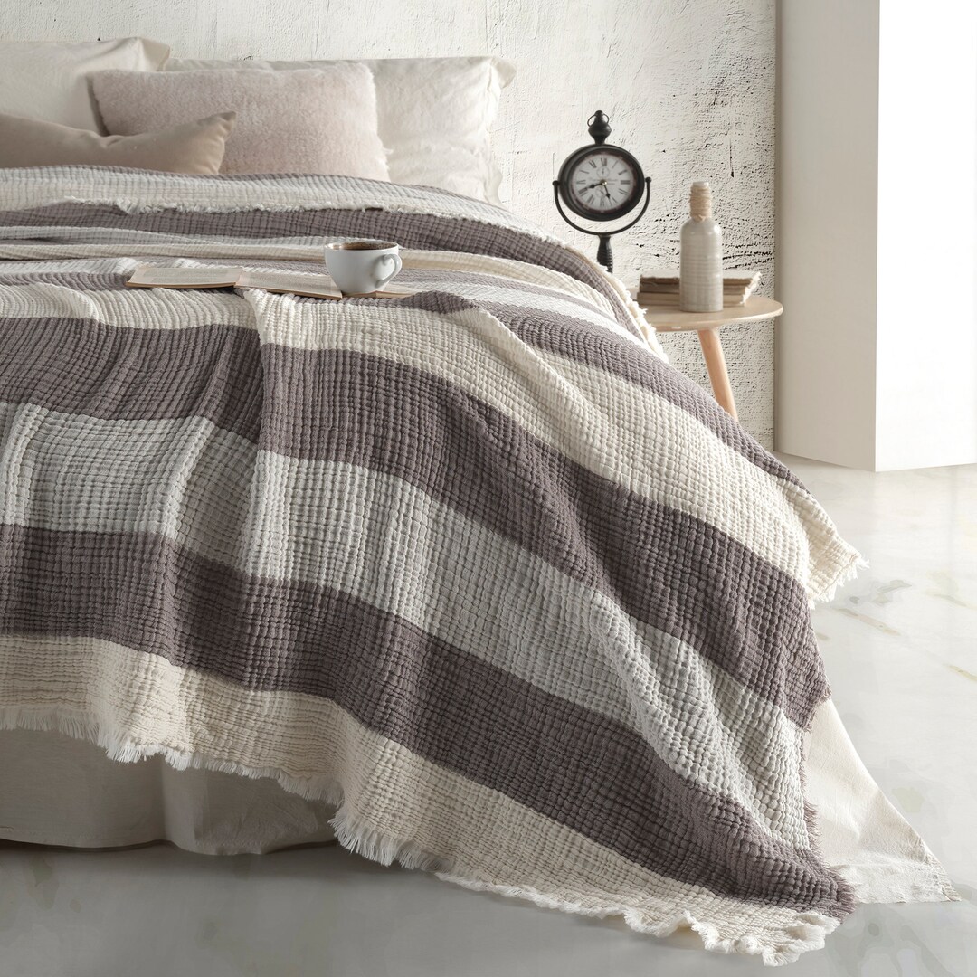 Viaden 90x90 Queen Size Cotton Blanket, TURKISH BLANKET, Cozy Blanket