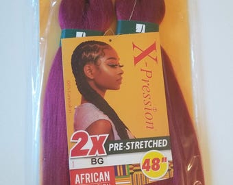Color Borgoña - X-pression Xpression Expression 48" Cabello trenzado 2X preestirado
