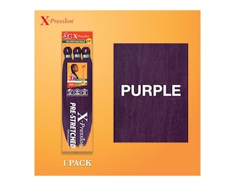 Color Morado - X-pression Xpression Expression 58" Cabello trenzado 3X Pre-estirado