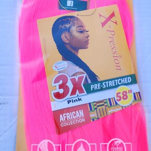 Color Pink - X-pression Xpression Expression 58&quot; Braiding hair 3X Pre-Stretched