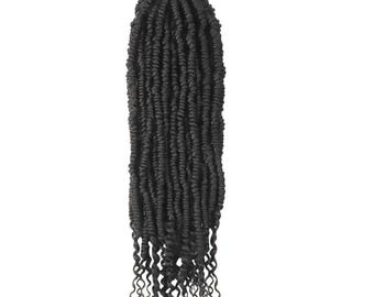 Color 1B - Trenzas de crochet retorcidas, Bomb Twist, extensiones de cabello trenzado sintético con bucle preenrollado Passion Twist, ombré Spring Twist, 18"