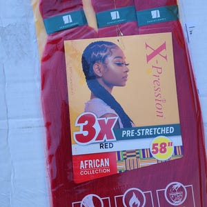 Color Red - X-pression Xpression Expression 58&quot; Braiding hair 3X Pre-Stretched