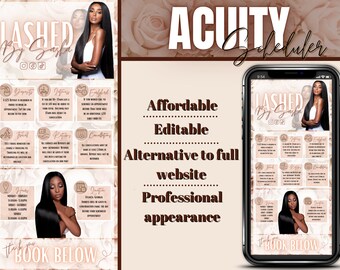 Modelo de agendamento Acuity, DIY Acuity, modelo de site de reservas, design de marca de compromissos on-line da Lash Tech