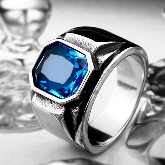 Blue topaz mens ring outlet