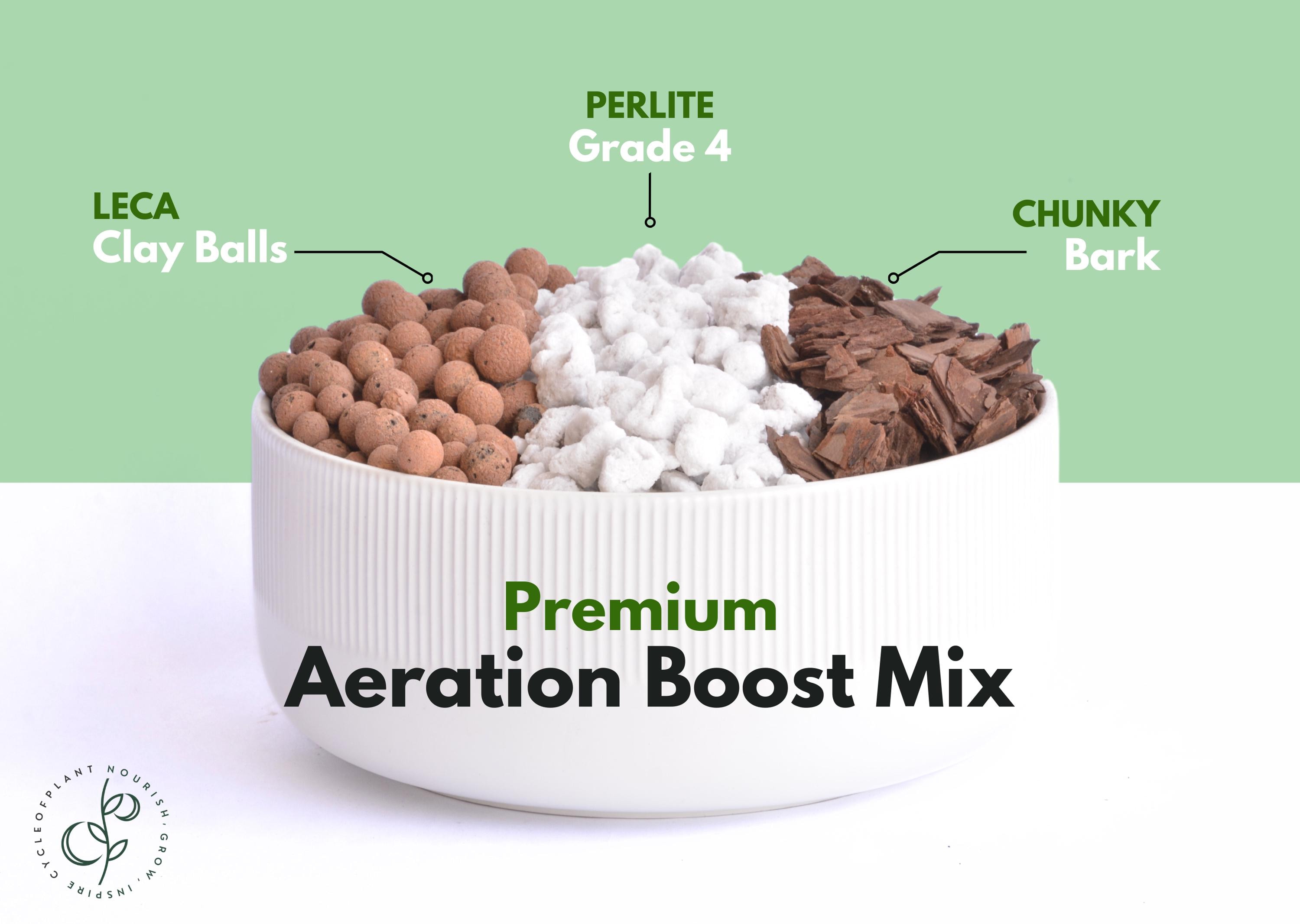 Aeration Boost Mix – Perlite, LECA, and Chunky Bark Blend for