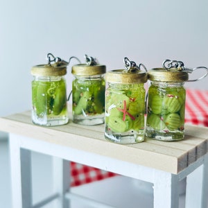 Miniature pickle jar earrings/dill pickle earrings/miniature food earrings