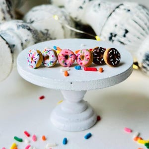 Donut Stud Earrings: Miniature Polymer Clay Food Jewelry