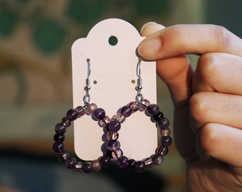 Coloridos pendientes de aro con cuentas moradas cuelgan joyas multicolores de moda delicados pendientes retro hippie para sus hermosos pendientes de cuentas de vidrio