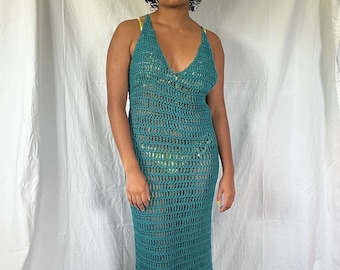 Vestido maxi de algodón de ganchillo, vestido de cubierta de playa hecho a mano ropa de playa multicolor personalizado crochet camisa de punto body romper hecho a pedido para las mujeres