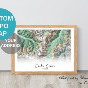 Mappa topografica personalizzata - Mappa topografica personalizzata, regalo di nozze e regalo di inaugurazione della casa per una casa di montagna - Primo regalo per una nuova casa per una coppia