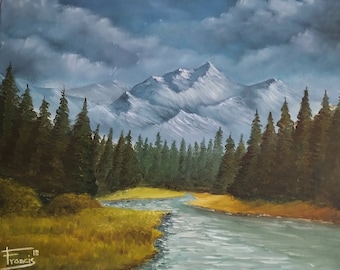 Peinture de paysage à l'huile, peinture de montagne et de rivière, peinture à l'huile, peintures à l'huile, peintures bon marché, peinture originale