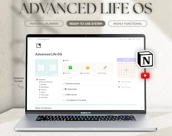 Advanced Life OS Notion Template, Get Your Life Organized, Notion Planner, Productivity, Routines, Leisure, Workspace, and Schedule Planning