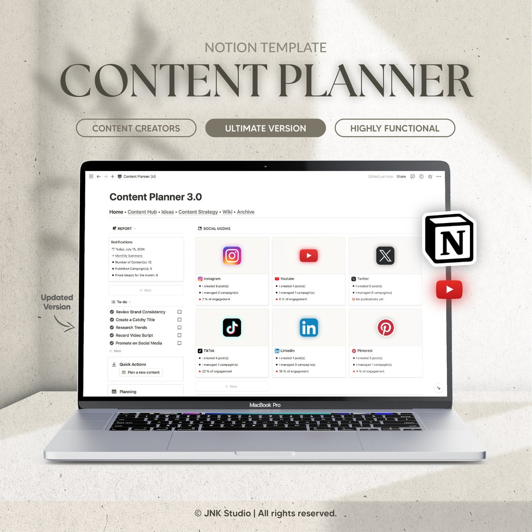 Social Media Content Planner Notion Template, Planner for Content ...