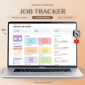 Job tracker Notion template for job seeker and freelancer workers, Notion career plan, Notion digital resume, productivity, oraganization