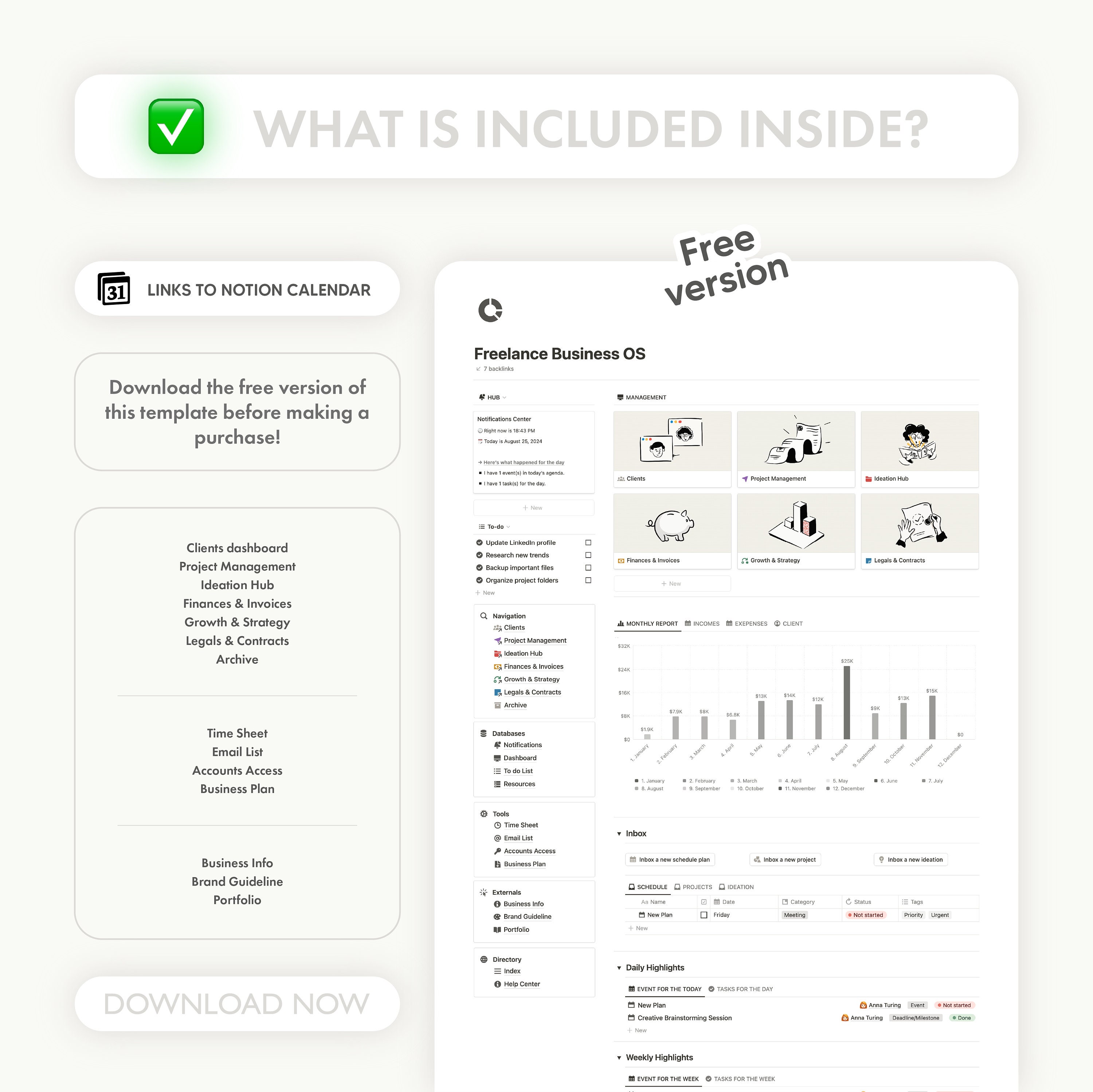Freelance Business OS Notion Template, Planner for Freelancers, Client ...