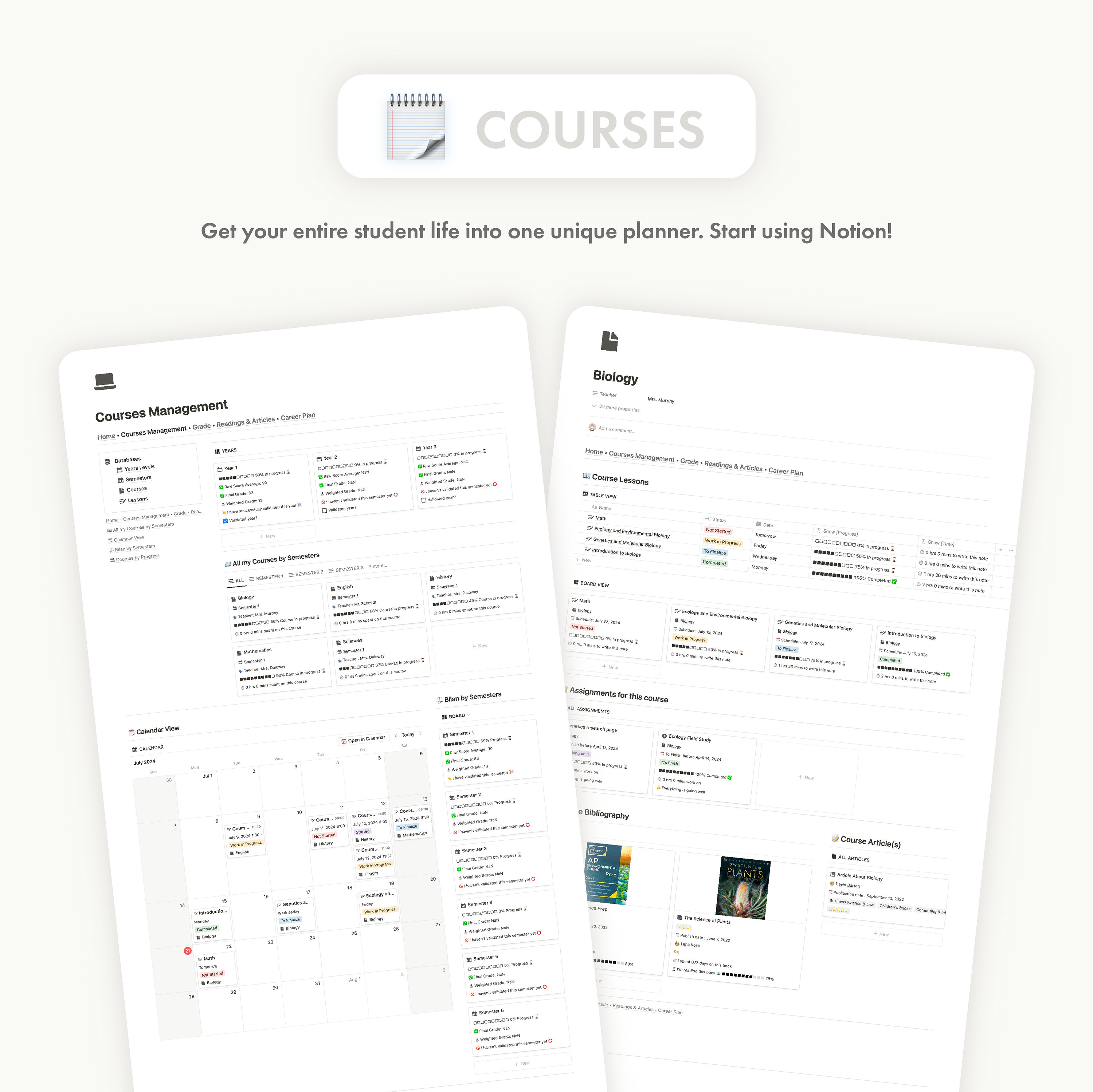 Student Planner Notion Template, Stay Organized With Notion as a ...